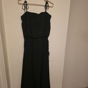 LOVE SAM Navy Maxi Dress Adjustable Straps Tie Accents Sleeveless Petites SP